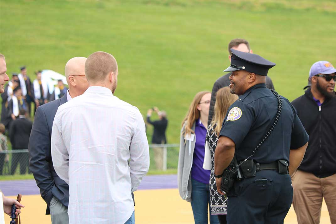 Public Safety Officer Talking with people