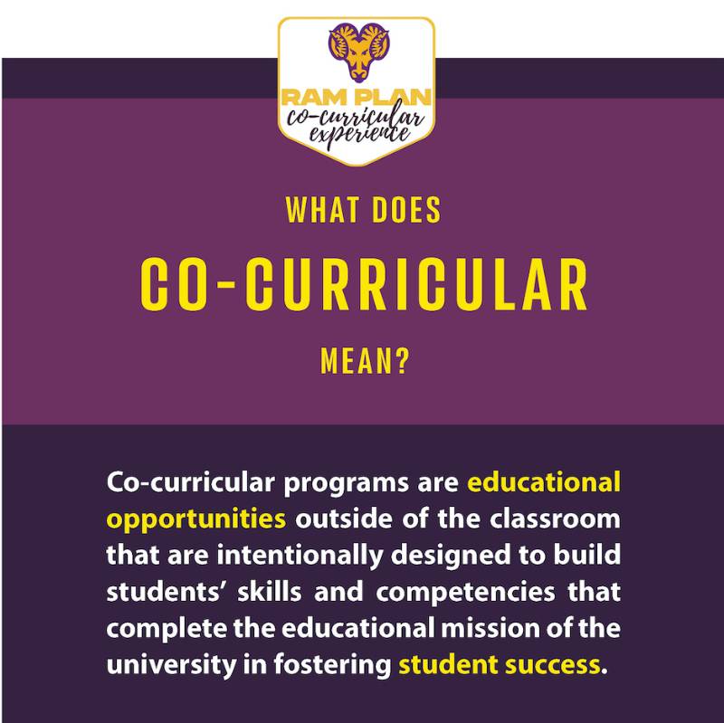 Co-curricular programs are educational programs outside of the classroom that are intentionally designed to build students' skills and competencies that complete the educational mission of the university in fostering student success.