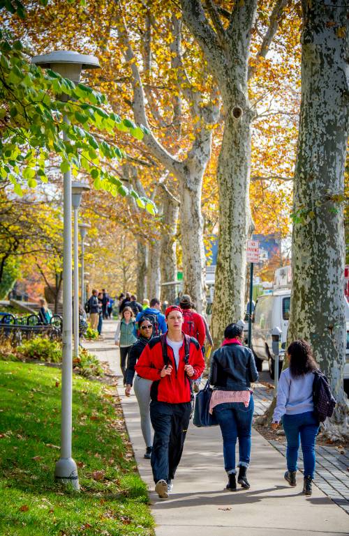  Students walking on campus